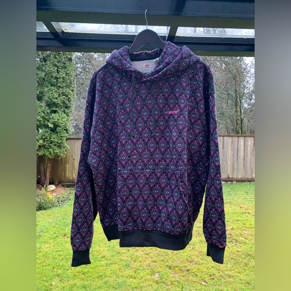 Levi’s Dark Purple All Over Print Hoodie Size M - Picture 1 of 4